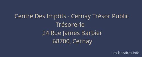 Centre Des Imp&ocirc;ts - Cernay Tr&eacute;sor Public Tr&eacute;sorerie