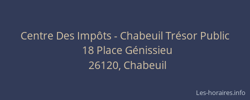 Centre Des Imp&ocirc;ts - Chabeuil Tr&eacute;sor Public