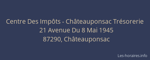 Centre Des Impôts - Châteauponsac Trésorerie