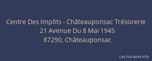 Centre Des Imp&ocirc;ts - Ch&acirc;teauponsac Tr&eacute;sorerie