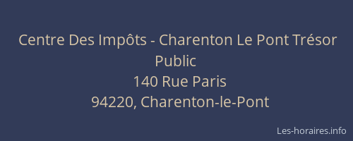 Centre Des Imp&ocirc;ts - Charenton Le Pont Tr&eacute;sor Public