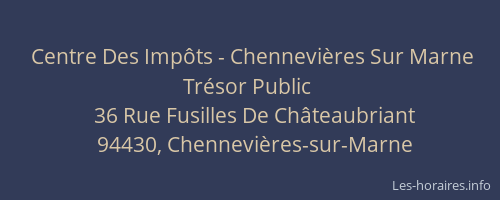 Centre Des Impôts - Chennevières Sur Marne Trésor Public