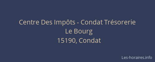Centre Des Imp&ocirc;ts - Condat Tr&eacute;sorerie