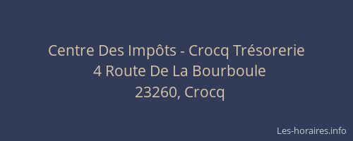 Centre Des Imp&ocirc;ts - Crocq Tr&eacute;sorerie