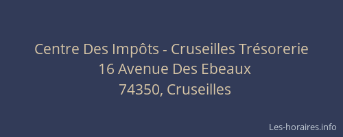 Centre Des Imp&ocirc;ts - Cruseilles Tr&eacute;sorerie