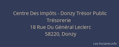 Centre Des Imp&ocirc;ts - Donzy Tr&eacute;sor Public Tr&eacute;sorerie