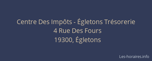 Centre Des Imp&ocirc;ts - &Eacute;gletons Tr&eacute;sorerie