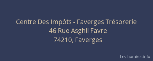 Centre Des Imp&ocirc;ts - Faverges Tr&eacute;sorerie