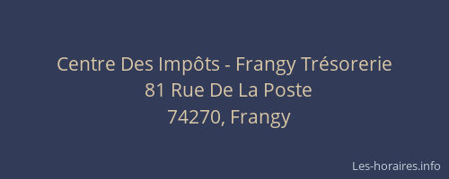 Centre Des Imp&ocirc;ts - Frangy Tr&eacute;sorerie