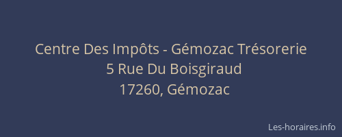 Centre Des Imp&ocirc;ts - G&eacute;mozac Tr&eacute;sorerie