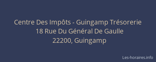 Centre Des Imp&ocirc;ts - Guingamp Tr&eacute;sorerie