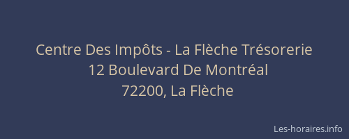 Centre Des Imp&ocirc;ts - La Fl&egrave;che Tr&eacute;sorerie