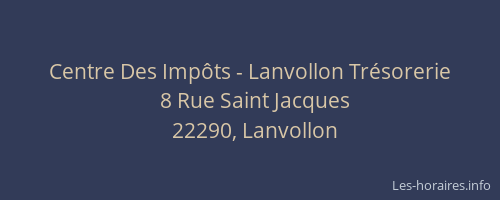 Centre Des Imp&ocirc;ts - Lanvollon Tr&eacute;sorerie