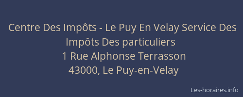 Centre Des Impôts - Le Puy En Velay Service Des Impôts Des particuliers