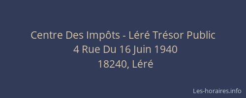 Centre Des Imp&ocirc;ts - L&eacute;r&eacute; Tr&eacute;sor Public