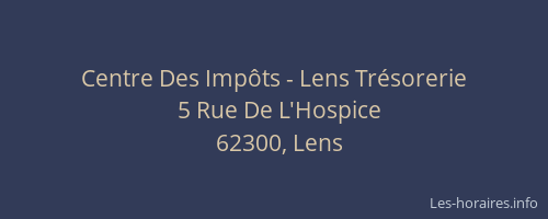 Centre Des Impôts - Lens Trésorerie