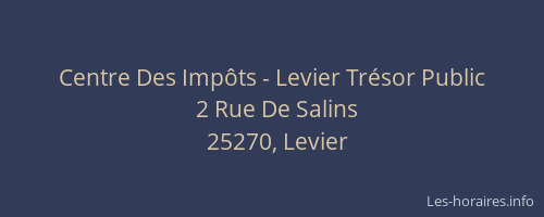 Centre Des Imp&ocirc;ts - Levier Tr&eacute;sor Public
