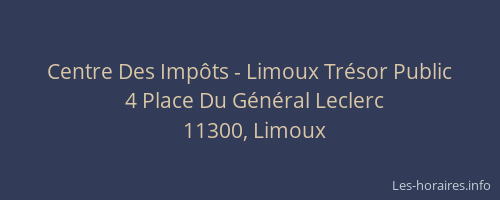 Centre Des Impôts - Limoux Trésor Public