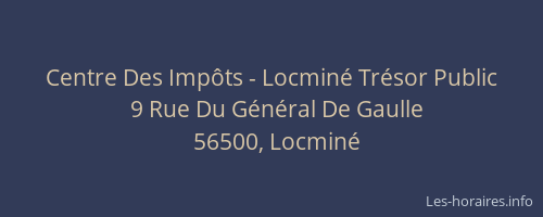 Centre Des Imp&ocirc;ts - Locmin&eacute; Tr&eacute;sor Public