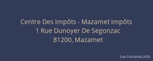 Centre Des Imp&ocirc;ts - Mazamet Imp&ocirc;ts