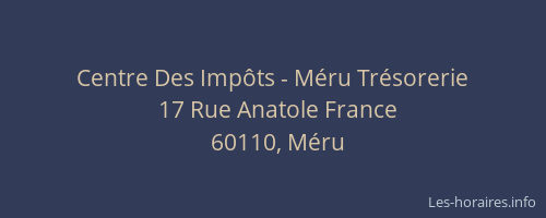 Centre Des Imp&ocirc;ts - M&eacute;ru Tr&eacute;sorerie