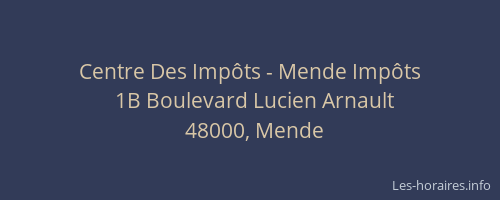 Centre Des Imp&ocirc;ts - Mende Imp&ocirc;ts