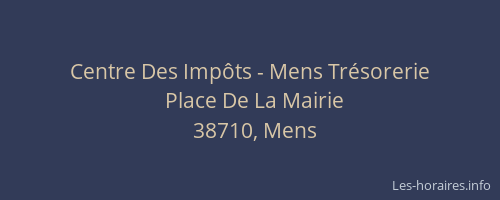 Centre Des Imp&ocirc;ts - Mens Tr&eacute;sorerie