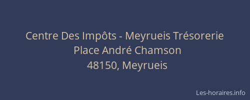Centre Des Imp&ocirc;ts - Meyrueis Tr&eacute;sorerie
