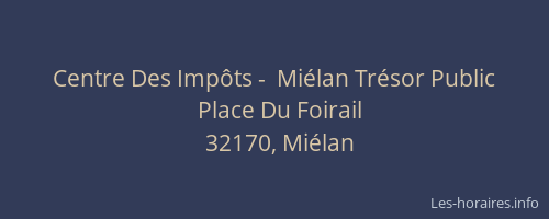 Centre Des Imp&ocirc;ts -  Mi&eacute;lan Tr&eacute;sor Public