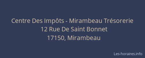 Centre Des Impôts - Mirambeau Trésorerie
