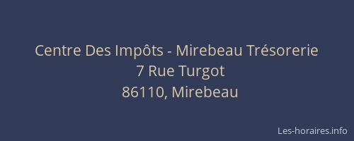 Centre Des Imp&ocirc;ts - Mirebeau Tr&eacute;sorerie