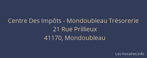 Centre Des Imp&ocirc;ts - Mondoubleau Tr&eacute;sorerie