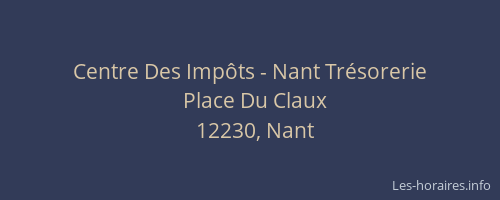 Centre Des Imp&ocirc;ts - Nant Tr&eacute;sorerie