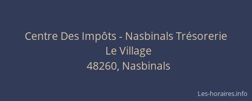 Centre Des Imp&ocirc;ts - Nasbinals Tr&eacute;sorerie