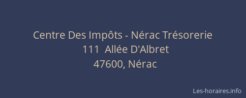 Centre Des Imp&ocirc;ts - N&eacute;rac Tr&eacute;sorerie