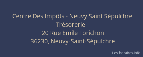 Centre Des Imp&ocirc;ts - Neuvy Saint S&eacute;pulchre Tr&eacute;sorerie