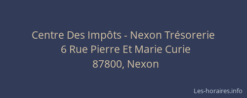 Centre Des Impôts - Nexon Trésorerie