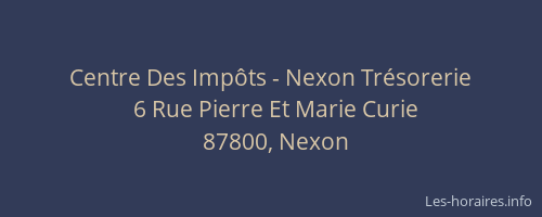 Centre Des Imp&ocirc;ts - Nexon Tr&eacute;sorerie