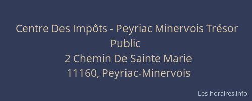 Centre Des Impôts - Peyriac Minervois Trésor Public