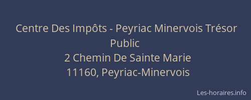 Centre Des Imp&ocirc;ts - Peyriac Minervois Tr&eacute;sor Public