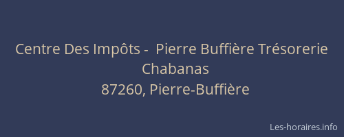 Centre Des Imp&ocirc;ts -  Pierre Buffi&egrave;re Tr&eacute;sorerie