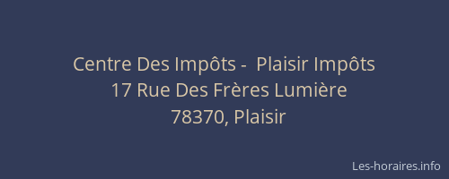 Centre Des Imp&ocirc;ts -  Plaisir Imp&ocirc;ts