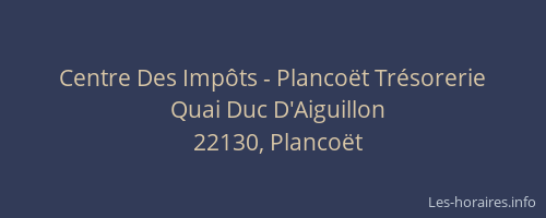 Centre Des Imp&ocirc;ts - Planco&euml;t Tr&eacute;sorerie