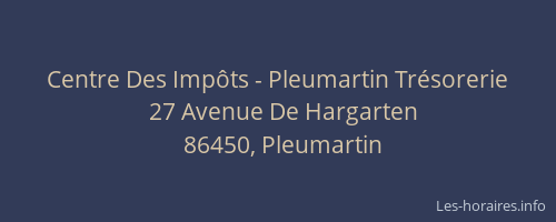 Centre Des Imp&ocirc;ts - Pleumartin Tr&eacute;sorerie