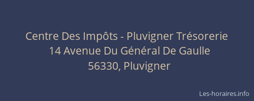 Centre Des Imp&ocirc;ts - Pluvigner Tr&eacute;sorerie