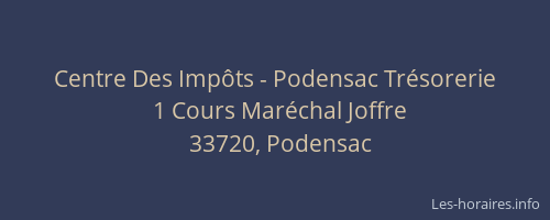 Centre Des Imp&ocirc;ts - Podensac Tr&eacute;sorerie