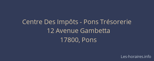 Centre Des Imp&ocirc;ts - Pons Tr&eacute;sorerie