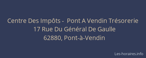Centre Des Imp&ocirc;ts -  Pont A Vendin Tr&eacute;sorerie