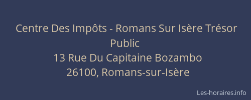 Centre Des Imp&ocirc;ts - Romans Sur Is&egrave;re Tr&eacute;sor Public
