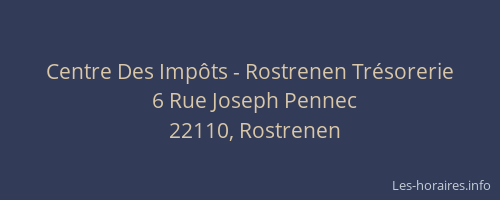 Centre Des Imp&ocirc;ts - Rostrenen Tr&eacute;sorerie